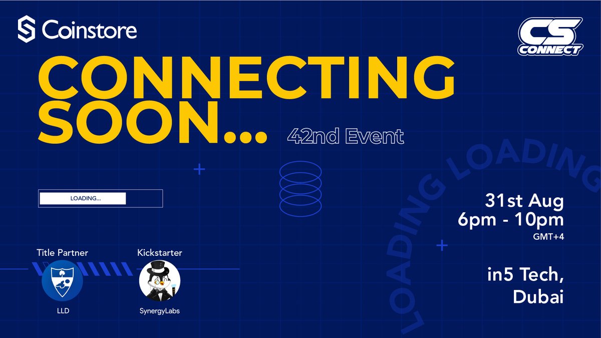 CoinstoreExc's tweet photo. 🚀 Less than 1 week away! Get ready for CS Connect Dubai!

📍Join us on August 31st from 6 PM - 10 PM (GMT+4) at in5 Tech, Dubai. 

🌟Exciting partnerships, innovative insights, and networking opportunities await!

🔗 RSVP now: https://t.co/fal1mxiYjD

#Coinstore #CSConnect #Dubai