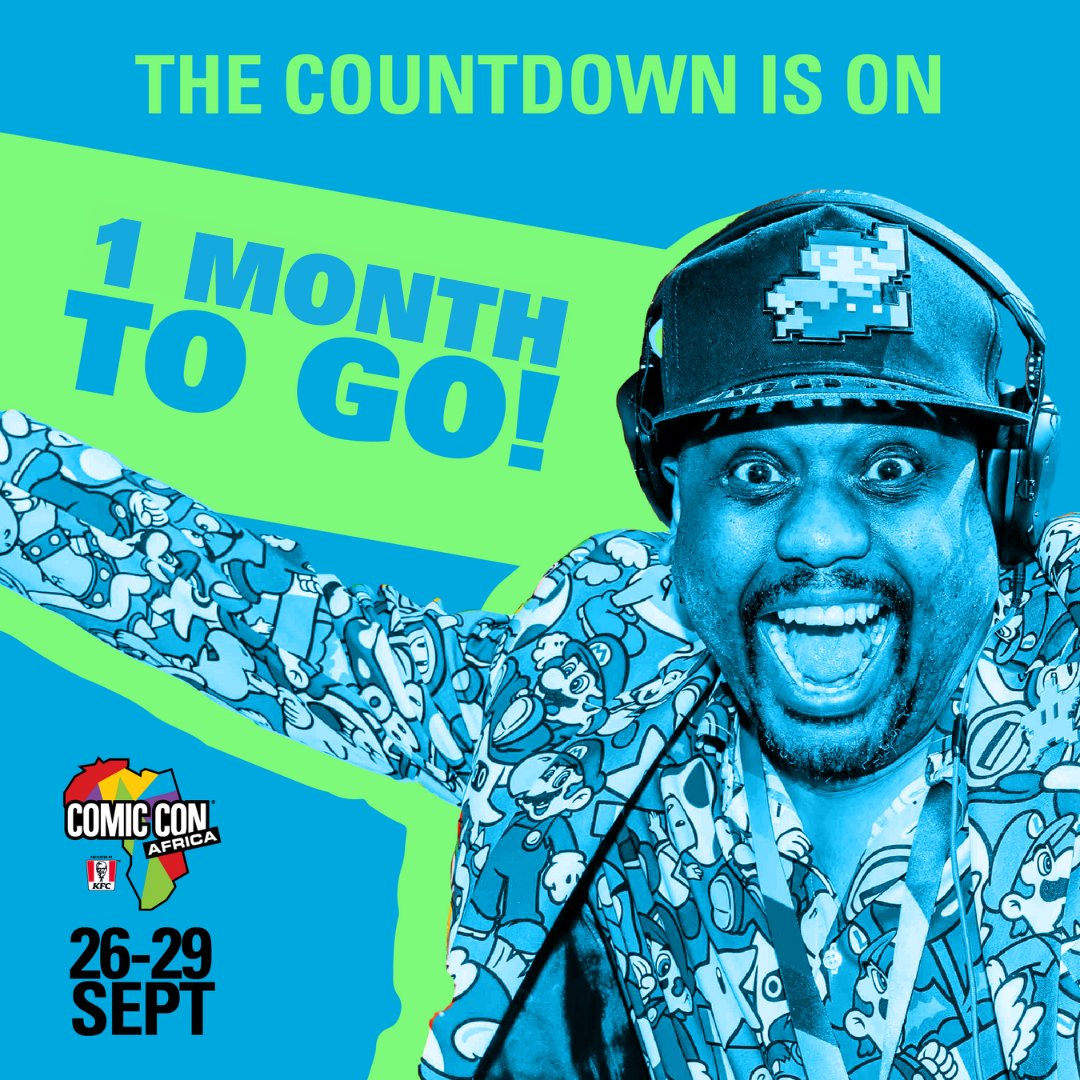 ComicConAfrica's tweet photo. One month to go! ๐ The countdown is on for Comic Con Africa! Are you ready to immerse yourself in a world of pop culture, cosplay, and endless fun? Get ready to geek out! #ComicConAfrica #1MonthCountdown #CantWait https://t.co/8re0gdkCNF