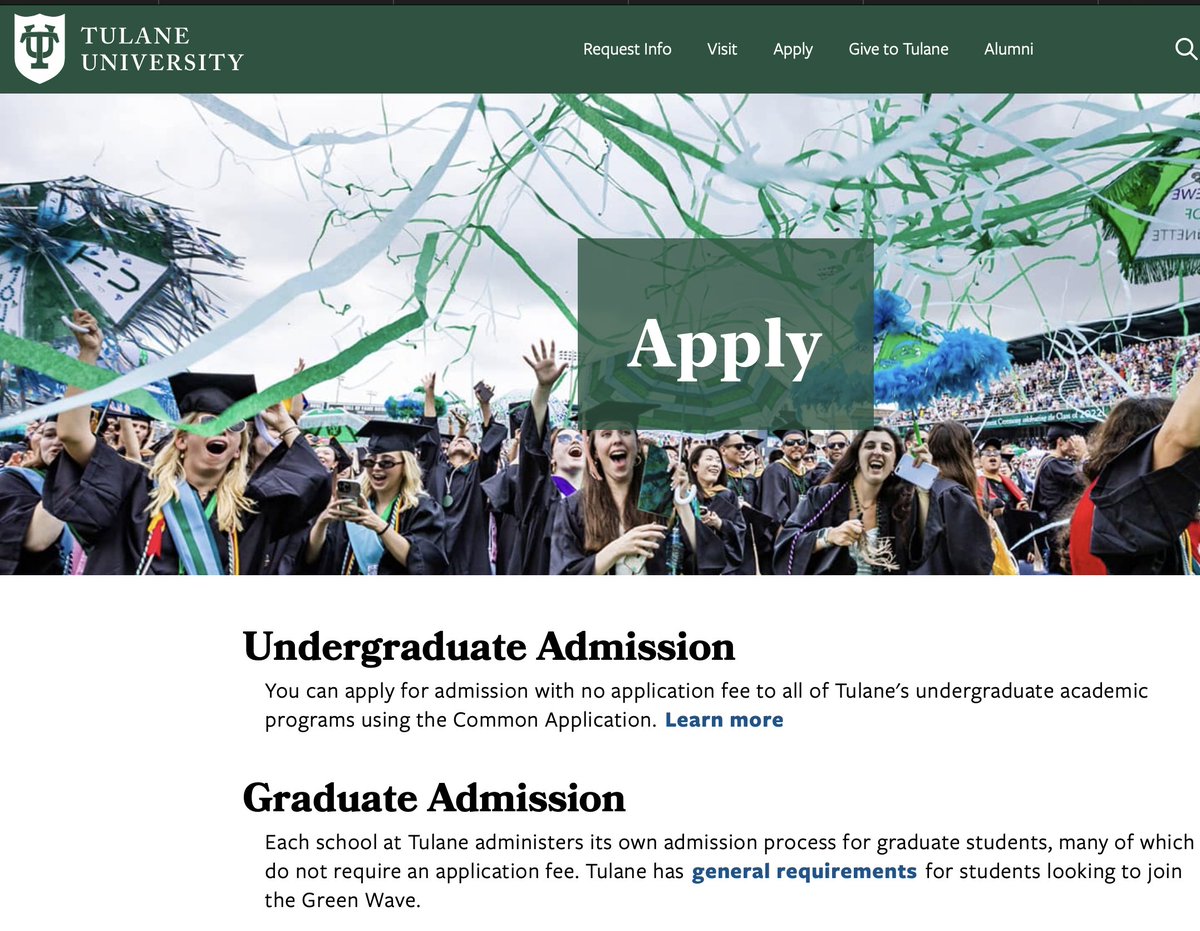 MrPhr3d's tweet photo. Tulane University in New Orleans (USA) requires NO APPLICATION FEE