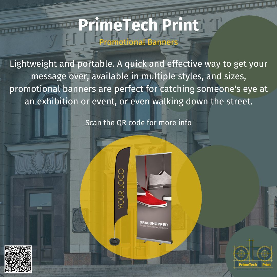 PrimeTechPrint's tweet image. Calling all Promo Distributors! - Leave a lasting impression with these promotional banners.👍 

Scan the QR code for more info. 😊 

#Promotional #PrimeTechPrint #Event