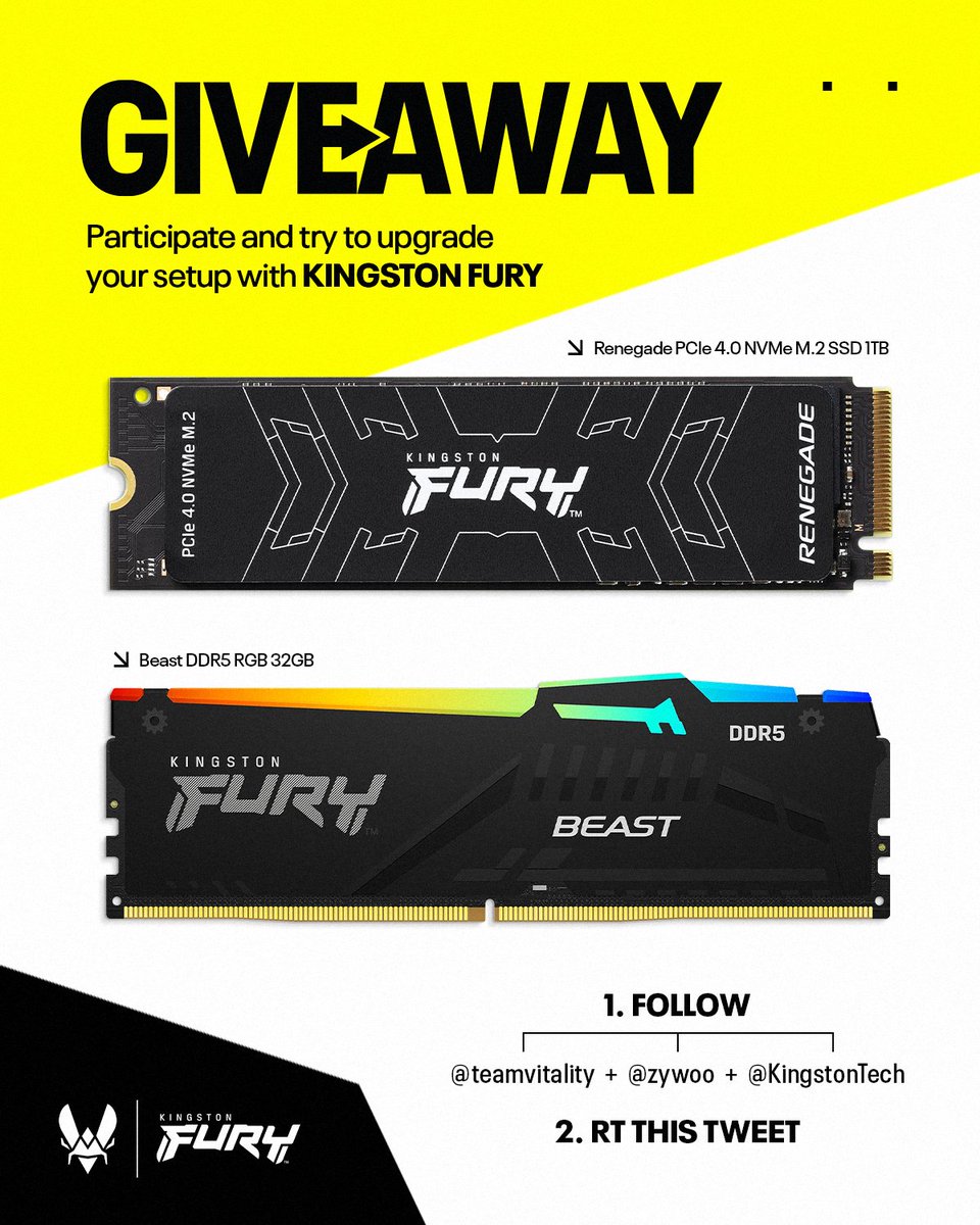 ZywOo (@zywoo) on Twitter photo Teaming up with Kingston for a giveaway!
For a chance to upgrade your PC:
- Like & RT
- Follow me, <a href="/TeamVitality/">Team Vitality 🐝</a> & @KingstonTech
Ends in 5 days, GL 🙌🏻 Teaming up with Kingston for a giveaway!
For a chance to upgrade your PC:
- Like & RT
- Follow me, <a href="/TeamVitality/">Team Vitality 🐝</a> & @KingstonTech
Ends in 5 days, GL 🙌🏻