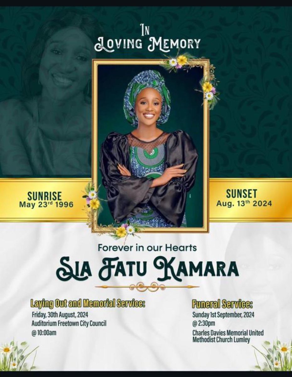 FCC_Freetown's tweet photo. May your gentle soul rest peacefully in the Lord! We will forever miss you, Sia. https://t.co/SZWj3Mlp7B