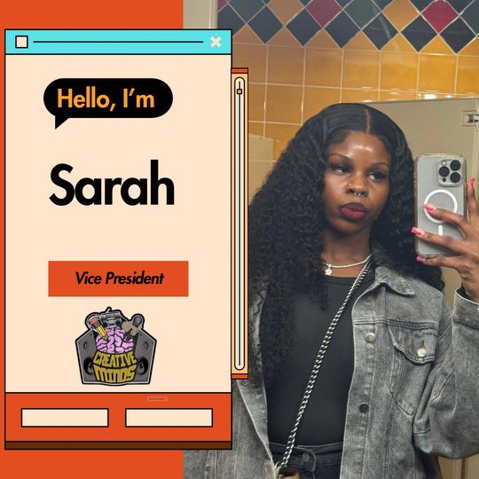 Introducing Sarah !✨ Our Vice President! She is a Senior with a major in Nursing and a minor of Psychology. 

One Fun Fact about her is that she is a Loctician !