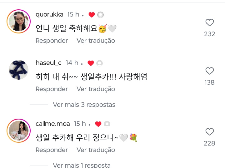 [💬] Ruka, Haseul e Moa (ex-participantes do R U NEXT?) deixaram comentários desejando um feliz aniversário a Jeongeun no último post dela.

#Jeongeun #정은 #최정은