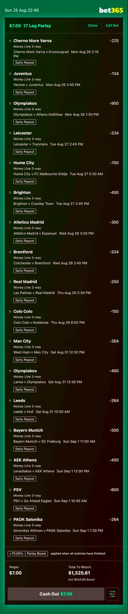 Pk682boss's tweet photo. Weekly acca πππ
Some tough calls but this better hit βΌοΈ
#1 π€π
190:1
$1325 payout
17 games
#2 - High Risk π€―π
500:1
$4000 payout
15 games
#stakesensible
#LowStakes
#MixandMatch if you like π
RT, like & follow is you can π https://t.co/MhgLBc44G0