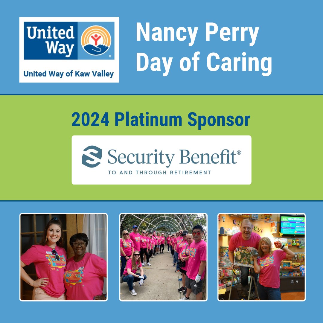 United Way of Kaw Valley (@uwkawvalley) on Twitter photo Less than a month until Nancy Perry Day of Caring! Send some love to our 2024 Platinum Sponsor <a href="/securitybenefit/">Security Benefit</a>!
Be a part of UWKV's biggest volunteer event in Shawnee County on September 19 AND 20! Browse all the opportunities at bit.ly/DayOfCaring24
#NPDOC24 #volunteer Less than a month until Nancy Perry Day of Caring! Send some love to our 2024 Platinum Sponsor <a href="/securitybenefit/">Security Benefit</a>!
Be a part of UWKV's biggest volunteer event in Shawnee County on September 19 AND 20! Browse all the opportunities at bit.ly/DayOfCaring24
#NPDOC24 #volunteer