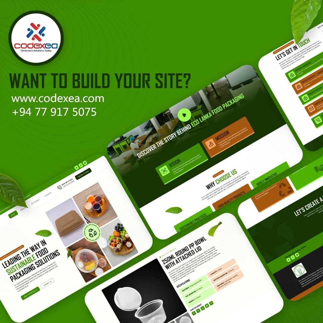 codexea_sl's tweet image. We are delighted to announce the launch of the brand new website for Eco Lanka Food Packaging (Pvt) Ltd! 

Visit ecolankafp.lk to explore how Eco Lanka Food Packaging is contributing to a greener future.

#EcoLankaFoodPackaging #WebsiteLaunch #Codexea