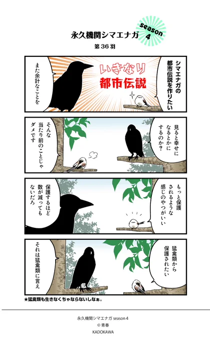 ✨永久機関シマエナガ✨
✨シーズン4 配信中✨

【第36羽】

#永久機関シマエナガ 
#シマエナガとカラスさん
#漫画が読めるハッシュタグ 