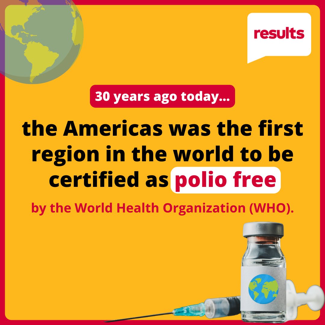 ResultsCda's tweet image. 30 years ago, the Americas was certified to be the 1st region in the 🌍 free of polio by the @WHO.

We did it then &amp;amp; we can do it again. By funding @Gavi and the Global Polio Eradication Initiative, 🇨🇦 can eliminate polio once &amp;amp; for all — #ForOurFuture.
👉 bit.ly/ResultsCTA1