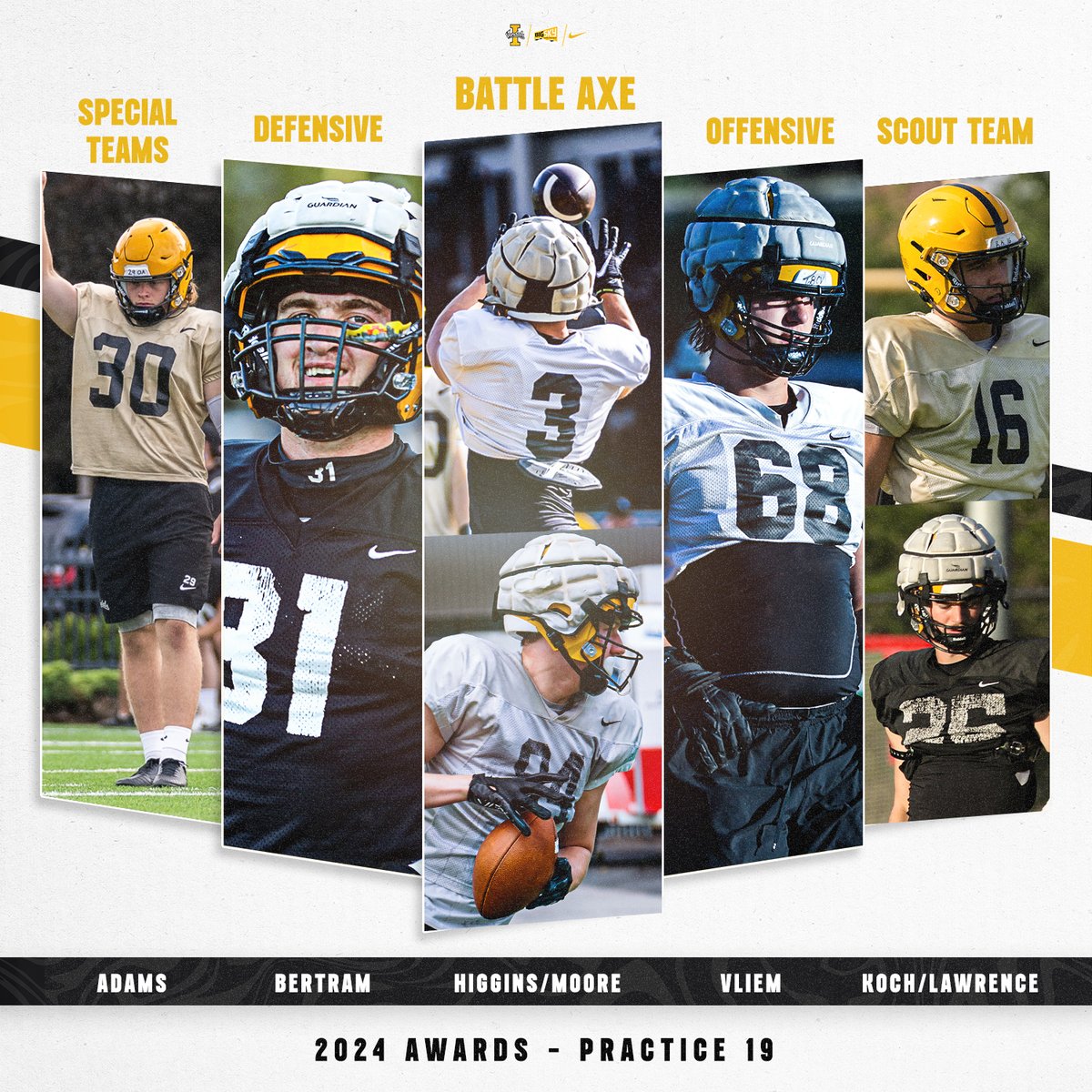 Practice 19 honors!

🪓<a href="/T_Higgs03/">Trais Higgins</a>/<a href="/alex84moore/">Alex Moore</a> 
OMVP: <a href="/CharlieVliem/">theCharlieVliem</a> 
DMVP: <a href="/mbertram31/">Mathias</a> 
STMVP: <a href="/atoms_owen/">Owen Adams</a> 
Scout Team MVP: <a href="/RoccoKoch15/">Rocco Koch</a> / <a href="/BraxLawrence11/">Braxton Lawrence</a>

#GoVandals