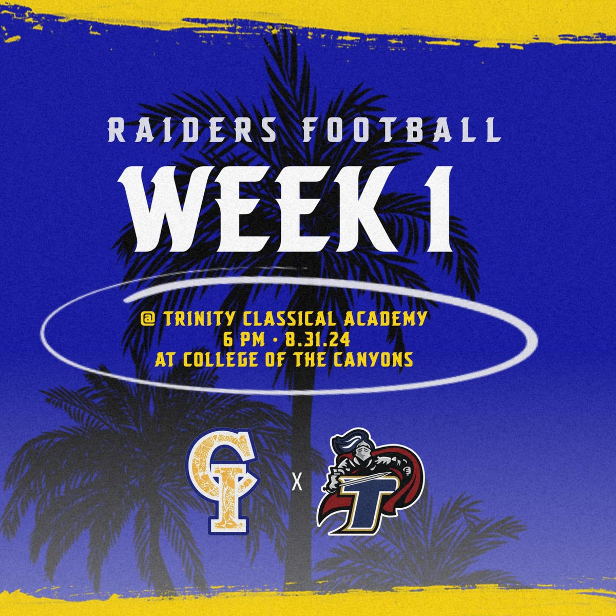 CIHS_Football's tweet photo. After a good weekend after a win this past Saturday its on to focus on a new week for football. 

Week 1
Channel Islands will be playing Trinity Classical Academy (Valencia, CA)

Another Saturday game on Aug 31, 2024 at 6PM the game will be played at College of the Canyons 

Go Raiders!!!