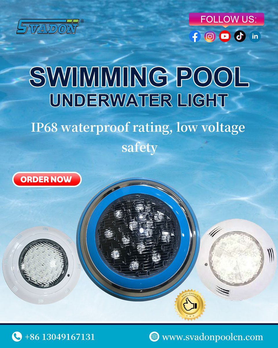 kevinLi69567386's tweet image. Svadon LED Underwater Light

Wall mounted type pool light
Applicable underwater
IP68 waterproof rating
Color: Single color/RGB color 

#poollight #swimmingpoolledlight #underwaterlight #wallmountedpoollight #guanya #svadon