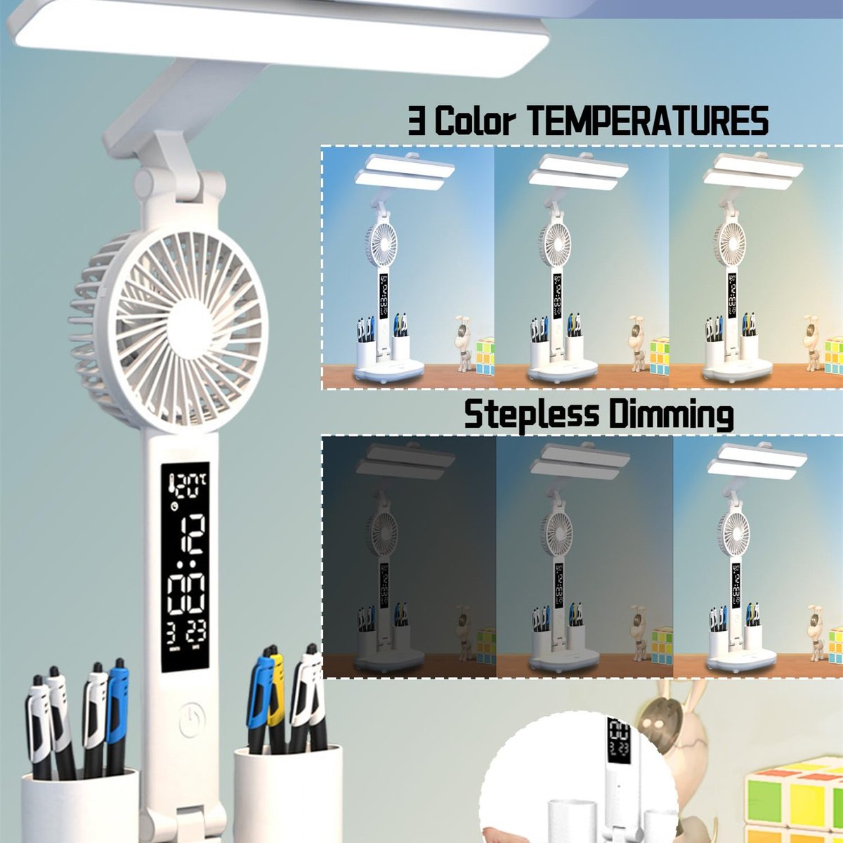 CrazySalesAus's tweet image. LED Desk Lamp with Fan, Foldable Table Lamp with Clock Date Pen Holder Reading Light for Study Home Office Now: $34.99
bit.ly/3AwVioj
#desklamp #ledlamp #fan #tablelamp #clock #date #reading