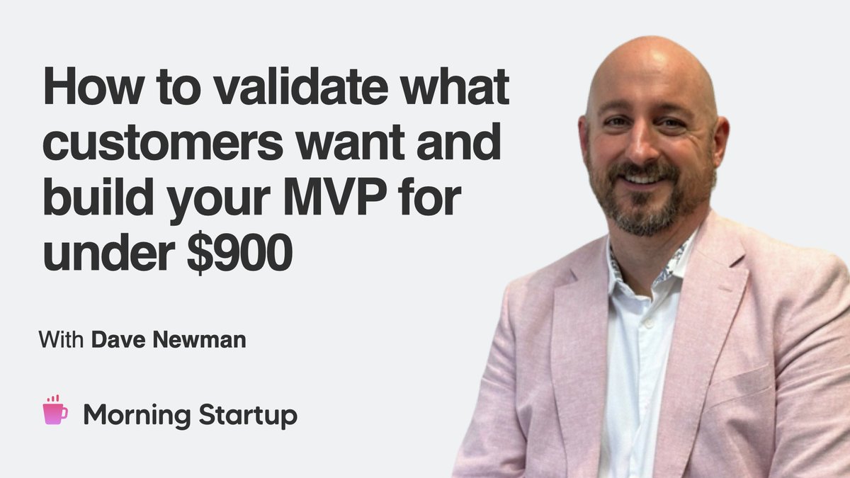 See you in the morning #Perth <a href="/startups/">startups</a>! <a href="/davejamesnewman/">Dave Newman</a> will share his tips on customer validation and building an MVP for under $900! See there at Riff (<a href="/space3ed/">Spacecubed</a>) or on the live stream: meetup.com/morning-startu…