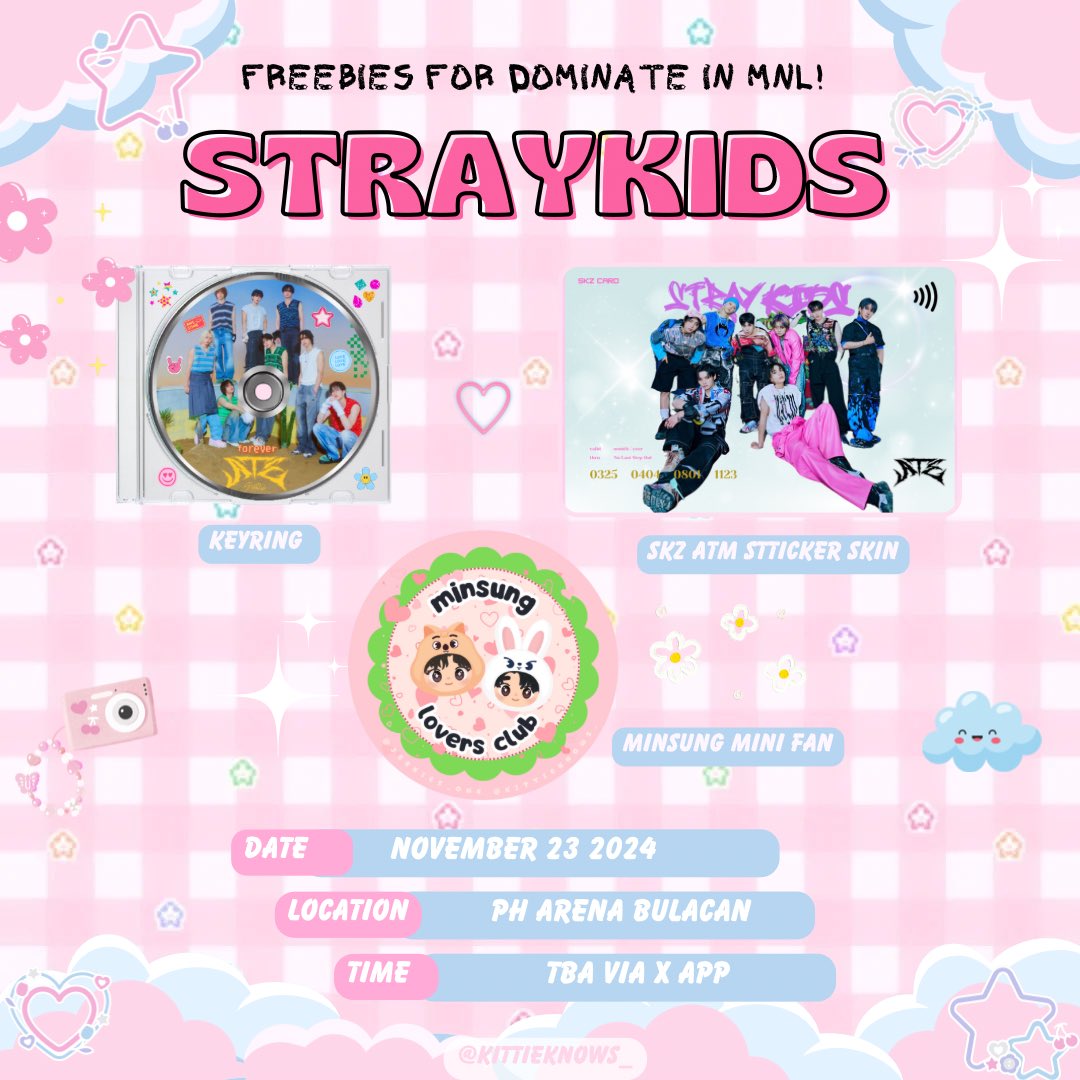 ₊ ˚. ⊹ ˋ°•*⁀➷

SKZ fan support by @kittieknows_ ⭑.ᐟ

╰┈➤ 1:1 random set
╰┈➤ limited qty

❥ time &amp; loc: TBA
❥ mbf, ❤︎+↻ (can unfollow after)
❥ no proof, no freebie

.☘︎ ݁˖ ────୨ৎ──── .☘︎ ݁˖

#스트레이키즈 #dominATE_BULACAN <a href="/Stray_Kids/">Stray Kids</a> #dominATE