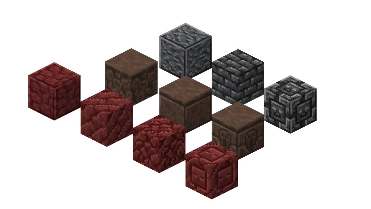TLMaelstrom's tweet photo. I made a handful of block variants! #Minecraft #Blockbench #pixelart 

(it'd be really funny if the bedrock ones had recipes, but were still completely unobtainable.) https://t.co/Qv6raRkNrN