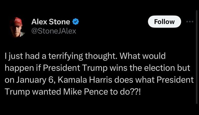 acnewsitics's tweet photo. Hahaha If it was okay for Mike Pence to do, Kamala can do it also. I don’t make the rules. https://t.co/j5qdog6CzS