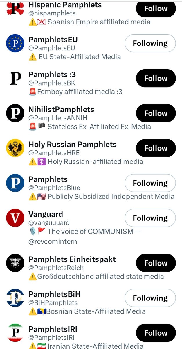 PamphletsY's tweet photo. 🚨🚩 At Least 36 Pamphlets Parody Accounts Now Exist. https://t.co/BLkgYivhV2