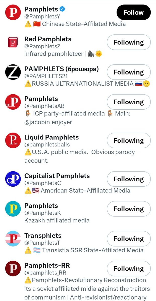 PamphletsY's tweet photo. 🚨🚩 At Least 36 Pamphlets Parody Accounts Now Exist. https://t.co/BLkgYivhV2