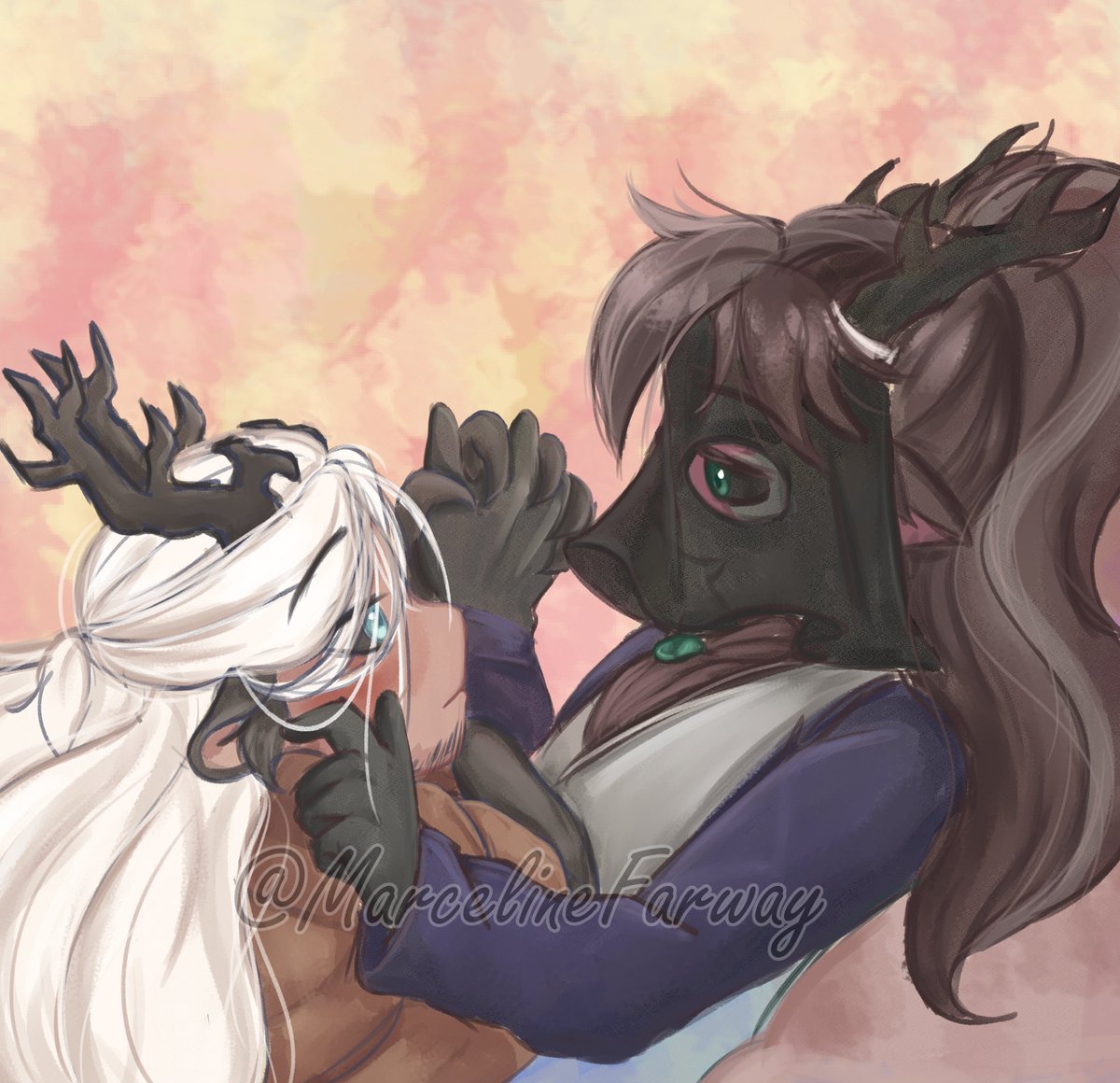 MarcelineFarway's tweet image. 🩵 "But i want to see..."
❤️ "Not yet...but soon my dear"

A little request from @/Karu_arts_18 as a prize of...something hahahha
I love this two they give me life QwQ

#IcedHeartoftheForest #YourWay #YourWayKeegan #OC #yandere #yanderewendigo