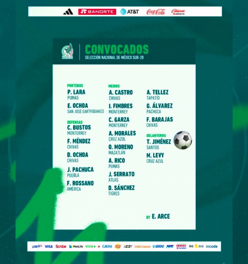 Felicidades hijo por la convocatoria. A selección sub20 🇲🇽🇲🇽🇲🇽🇲🇽
Más que merecido. Sigue disfrutando y trabajando por tus sueños  <a href="/tatyjim349/">Tatyjim349</a>