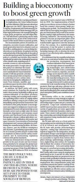 Department of Biotechnology (@dbtindia) on Twitter photo .<a href="/DrJitendraSingh/">Dr Jitendra Singh</a> , Hon'ble Minister says "Building a bioeconomy to boost green growth" #BioE3 policy will create a surge in employment, particularly in tier-II and tier-III cities, where bio-manufacturing hubs are proposed to be set up due to their proximity to biomass sources. .<a href="/DrJitendraSingh/">Dr Jitendra Singh</a> , Hon'ble Minister says "Building a bioeconomy to boost green growth" #BioE3 policy will create a surge in employment, particularly in tier-II and tier-III cities, where bio-manufacturing hubs are proposed to be set up due to their proximity to biomass sources.