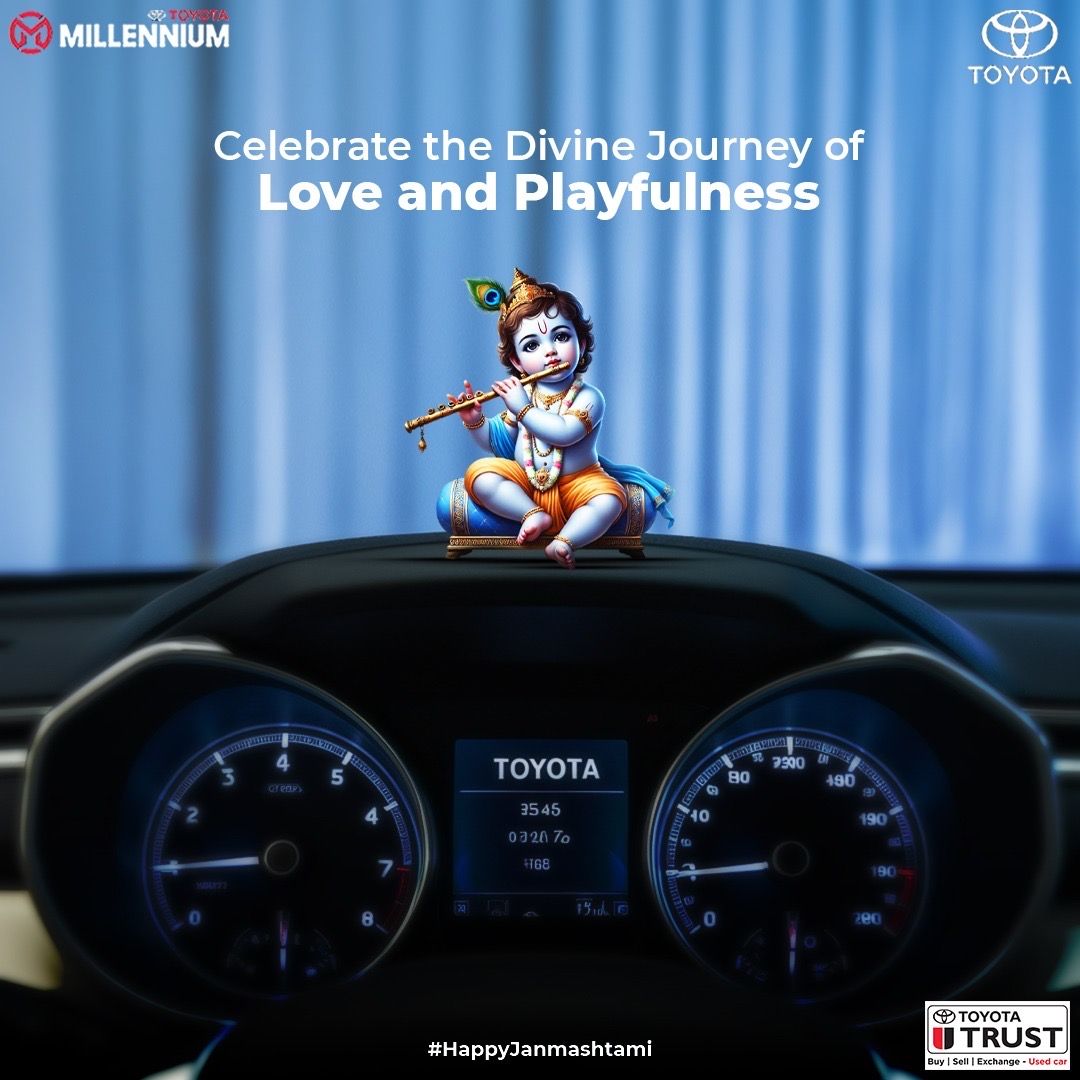 officialmillen3's tweet photo. On this Janmashtami, let the spirit of joy, love, and togetherness drive you forward. May the blessings of Lord Krishna lead you to new adventures and cherished memories. 🌸🚗

#janmashtami #millenniumtoyota #toyotaindia #divinejourney #celebratetogether #lordkrishna https://t.co/kuHKJou4Tk