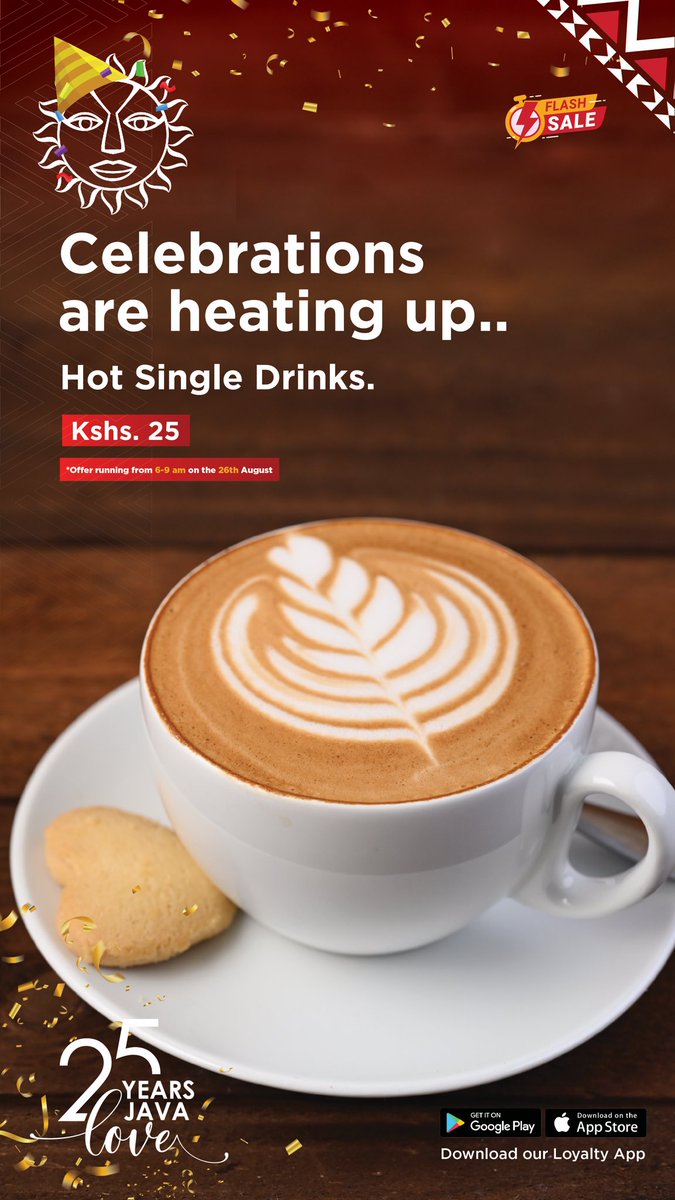 DaviesKinanga's tweet image. Guuuuyyyys!!! Start your day with any hot single drink from @javahouseafrica for only Kshs 25. 

OFFER: Valid from 6am to 9am today, August 26 #JavaLove #25YearsofJavaLove