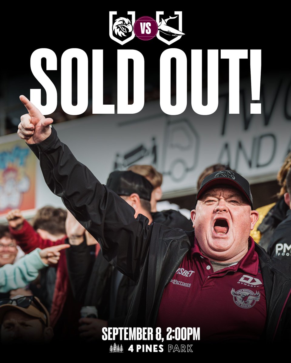 What an effort 👏

Our Round 27 clash and last home game for the regular season is officially Sold Out 🎟🔥

#GoManly