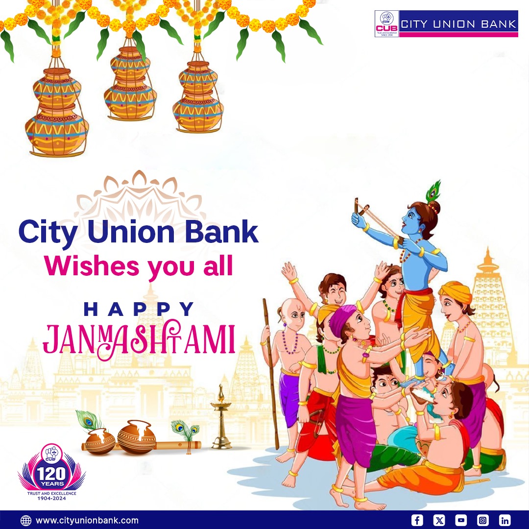 cubltd's tweet photo. City Union Bank wishes you all a Happy Janmashtami. #cubltd #cityunionbank #Janmashtami https://t.co/rJimbiOJFN