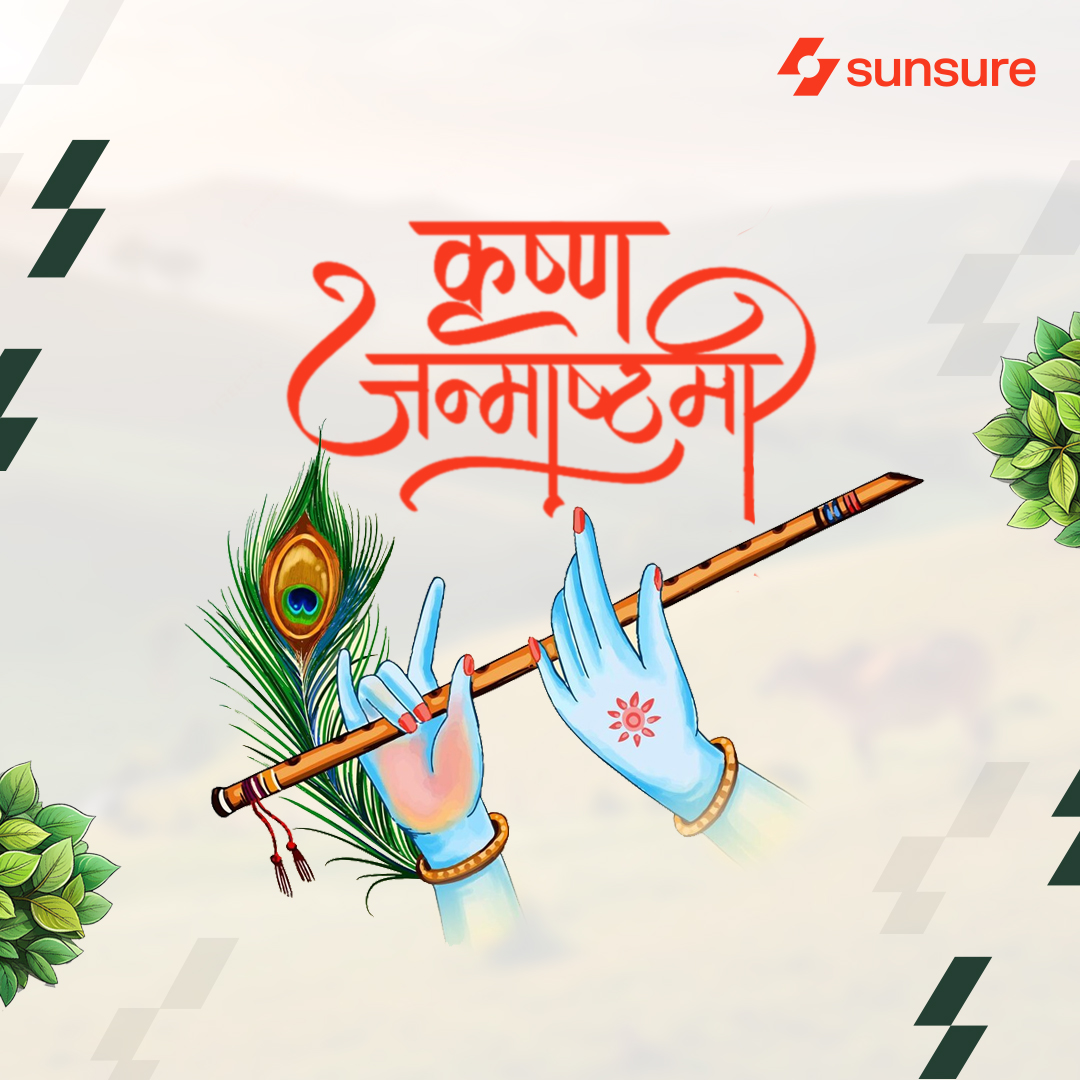 SunsureEnergy's tweet photo. On this auspicious occasion of #Janmashtami, may Lord Krishna's blessings bring you endless happiness, love, and prosperity. As we celebrate his divine birth, let's embrace the importance of living in harmony with our nature. 🌸🙏

#Krishna #SunsureCelebrates https://t.co/ImvKMlDKBW