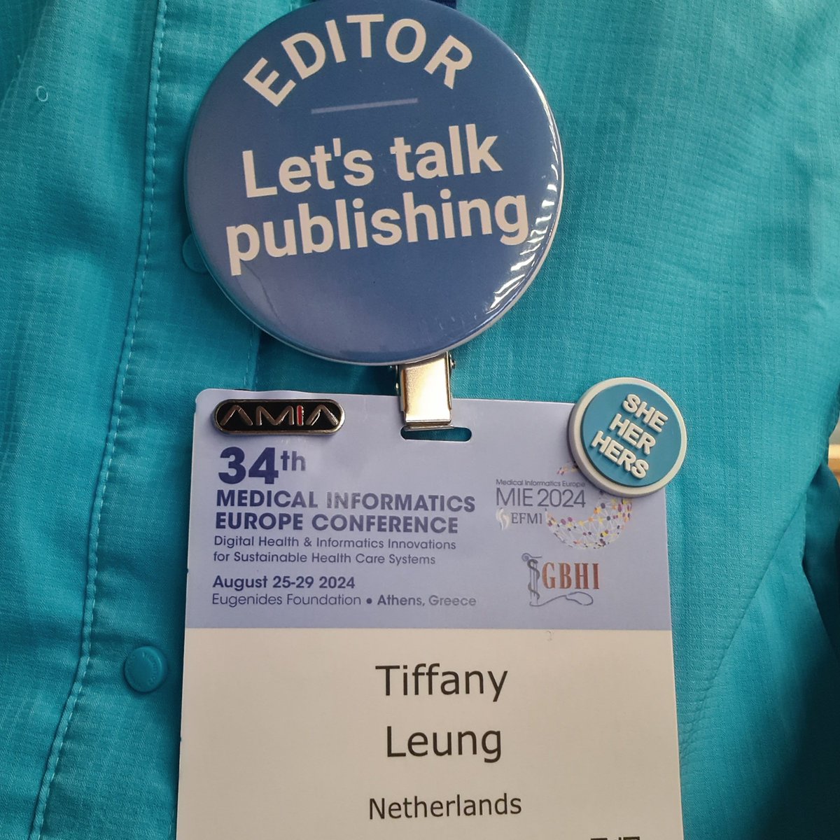 TLeungMD's tweet photo. Come find @jmirpub editors and @eysenbach @AmaryllisM9 wearing these blue buttons during #MIE2024! We can provide discount codes for authors at the conference #JMIRatMIE24 https://t.co/EX8pO3D0ae