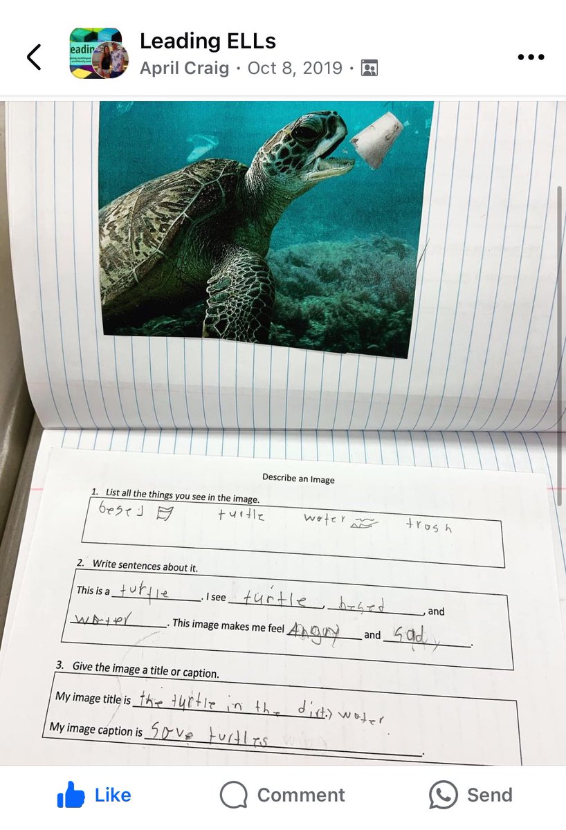 April Craig shared this in the Leading ELLs Facebook group!  I love all of the skills and thinking happening here.  And the discussion part!!🤩
Thanks for letting me share it, April!
*~*~*~*~*~
This is a Do Now activity we’ve been working on in class. I’ve been modeling a twist
