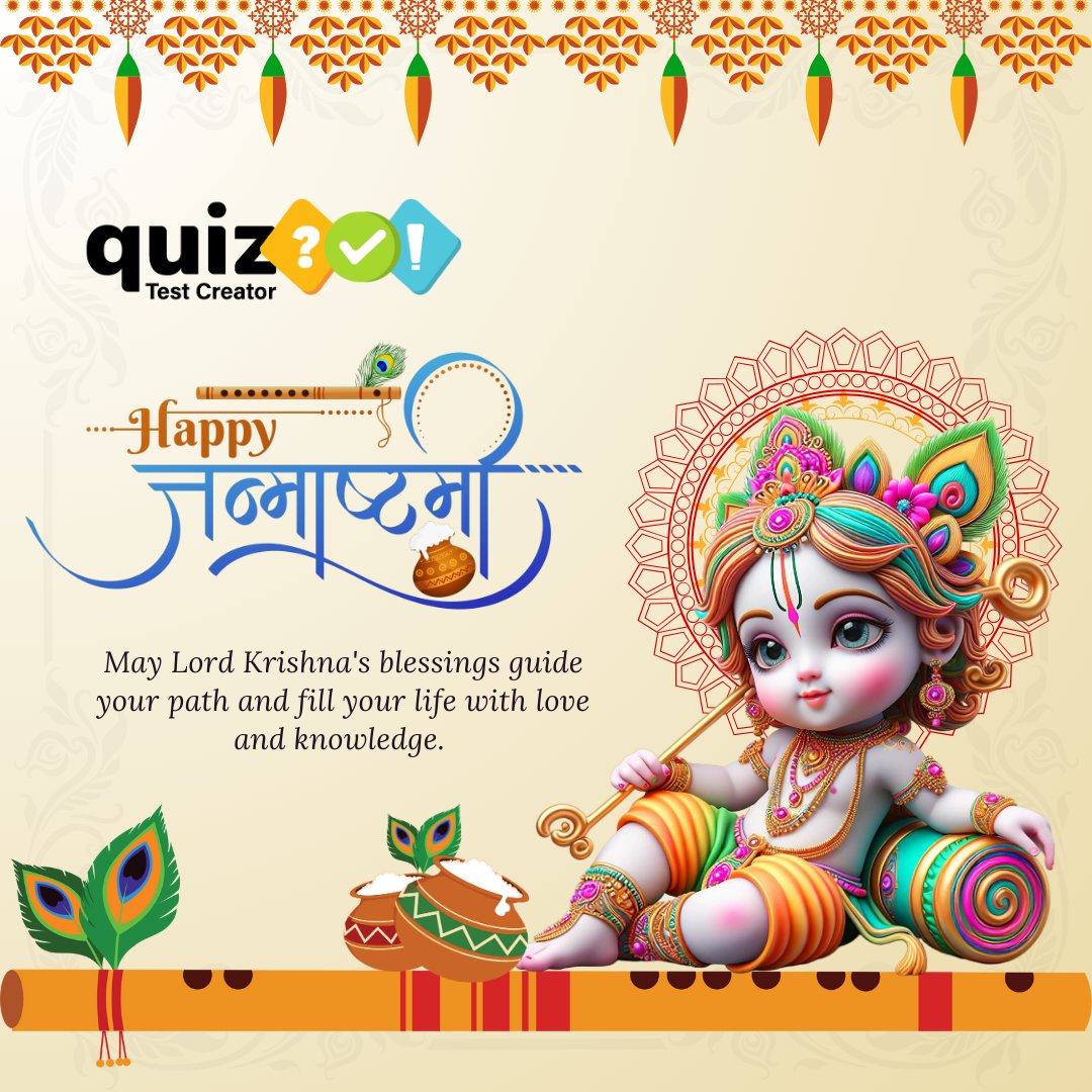 QuiztestCreator's tweet image. Warmest wishes from all of us at #QuizTestCreator, Happy Janmashtami! 🌺🕉️

#HappyJanmashtami #KrishnaJanmashtami #Janmashtami2024 #DivineBlessings #KrishnaWisdom #JanmashtamiCelebration #DivineJoy #SpiritualGrowth #FestiveSpirit