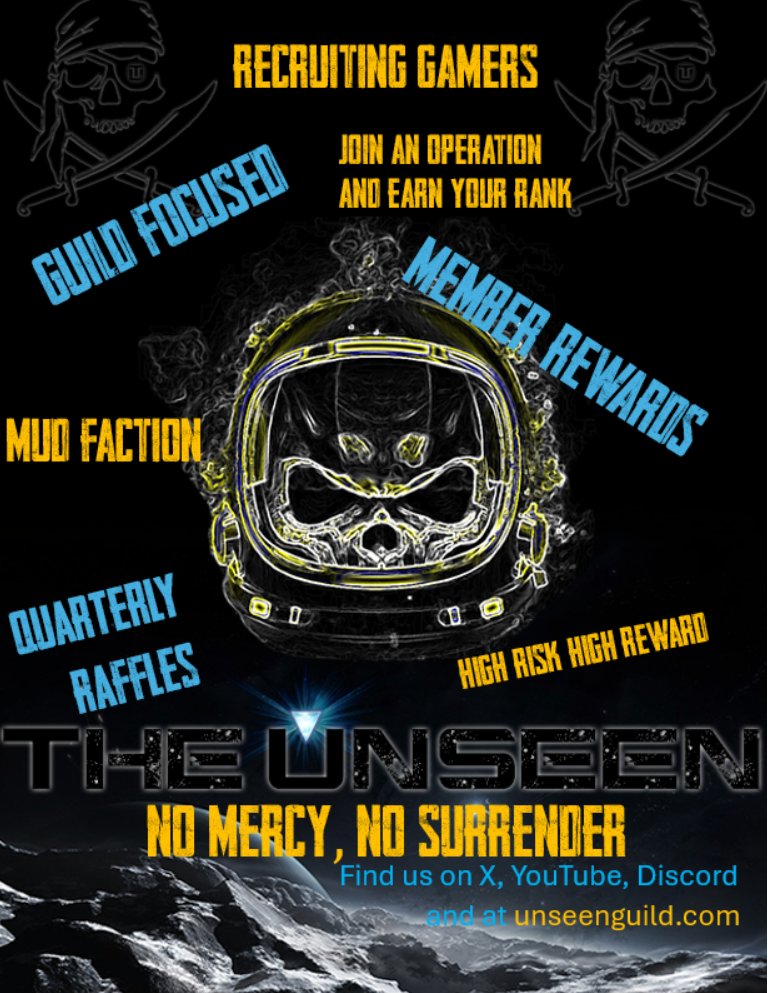 The Unseen (@theunseenguild) on Twitter photo Do you crave combat? Are you a hardcore gamer? We are always recruiting pilots that are ready to hunt. Join our ranks and become a part of our family. <a href="/WeAreStarAtlas/">Star Atlas Community</a> <a href="/staratlas/">Star Atlas (Summer) 🚀☀️🌴</a>
Website: unseenguild.com
Discord: discord.gg/TheUnseen
YouTube: youtube.com/@TheUnseenGuild Do you crave combat? Are you a hardcore gamer? We are always recruiting pilots that are ready to hunt. Join our ranks and become a part of our family. <a href="/WeAreStarAtlas/">Star Atlas Community</a> <a href="/staratlas/">Star Atlas (Summer) 🚀☀️🌴</a>
Website: unseenguild.com
Discord: discord.gg/TheUnseen
YouTube: youtube.com/@TheUnseenGuild