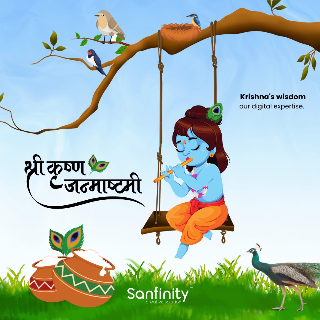 Sanfinityweb's tweet image. Just as Krishna mastered the art of guiding us through life’s journey, at Sanfinity, we master the art of guiding your brand through the digital world. This Janmashtami, let’s craft strategies as wise as Krishna’s teachings for a future filled with success. 🌐✨
#Janmashtami
