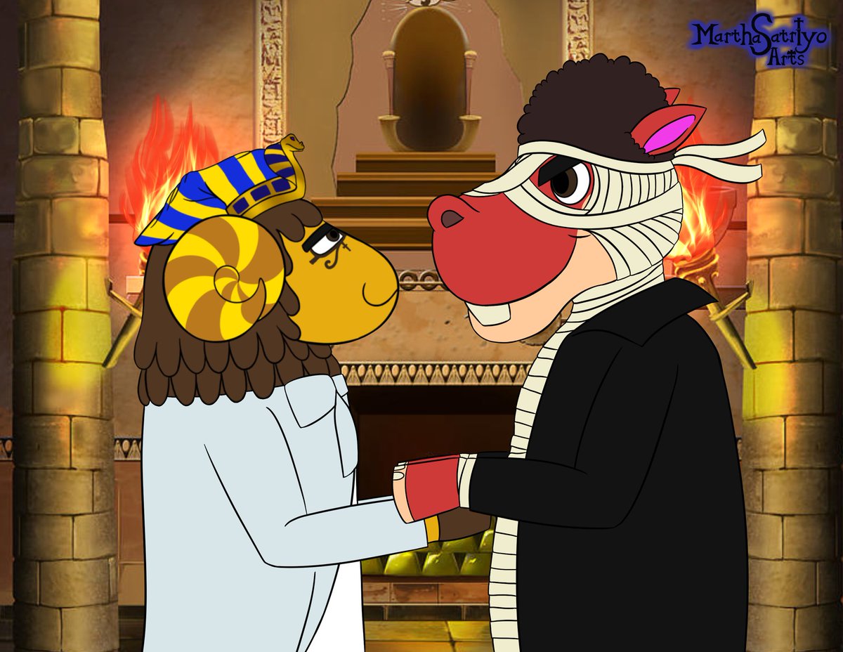MarthaSatriyo's tweet photo. Biflos Forever in Egypt! 🏳️🌈🇪🇬🐏🦛
#animalcrossing #animalcrossingnewhorizons #art #fanart #biff #curlos #biflos #animalcrossingfanart #acnh #acnhfanart #digitalartwork #procreate https://t.co/5lY5cqosvg
