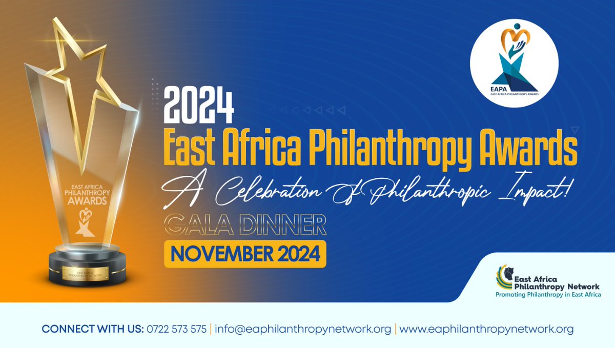 ⏰Coming soon: The 2024 East Africa Philanthropy Awards (EAPA)— a celebration of exceptional individuals and organizations whose philanthropic efforts have enriched lives and communities across the region and beyond. Rooted in selflessness and a commitment to societal