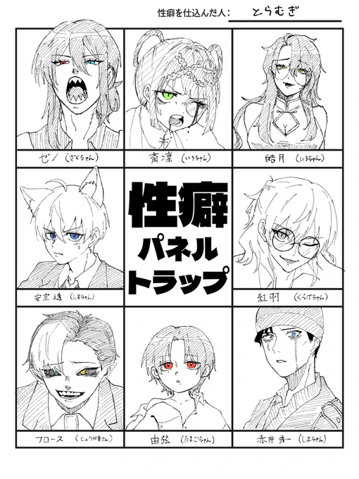 #性癖パネルトラップ
すっっっっごい遅くなりましたがありがとうございました～‼️
白黒で申し訳ねぇです… 