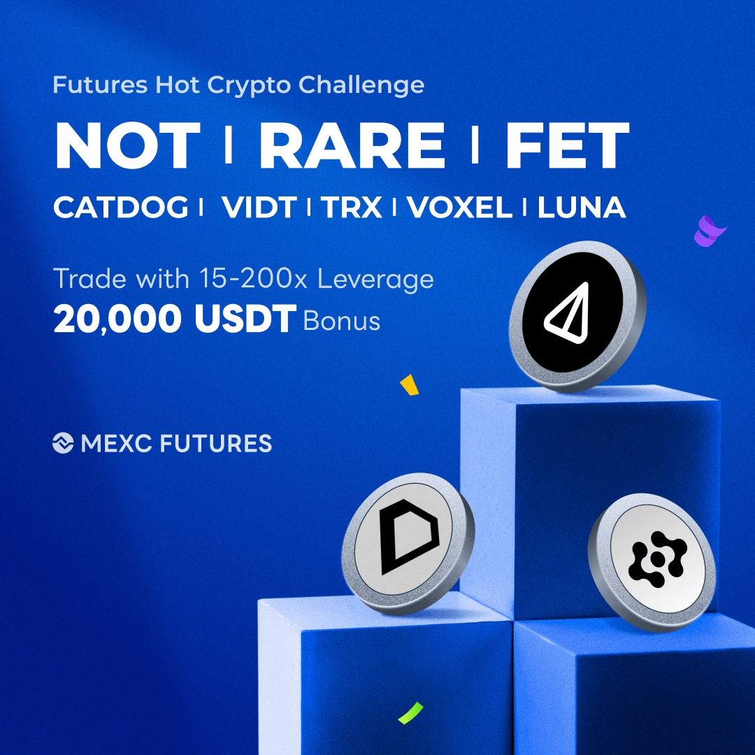 💰The 200x Futures Leverage Challenge is here! Trade with up to 200x  leverage to share a 20,000 USDT bonus pool. 📈Applicable Trading Pairs: NOT  USDT, RARE USDT, FET USDT, CATDOG USDT, VIDT