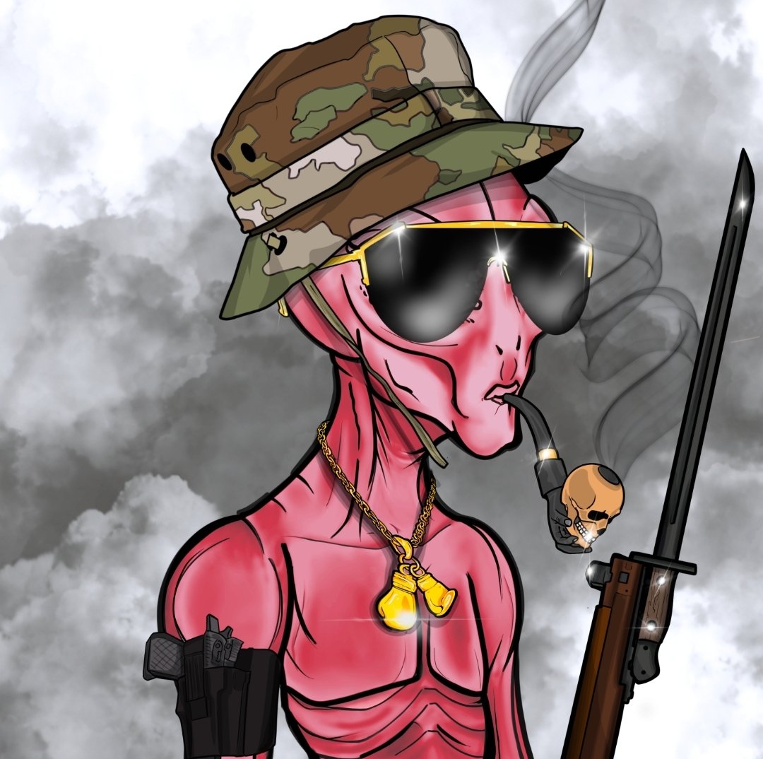 CBRNOIR's tweet photo. @InvisibleEnemie The pipe is the best trait. What a green beauty! @Jross_topshot ๐
#Web3Vets @DarkPsyche42 ๐ช https://t.co/WOH3ujL2mC