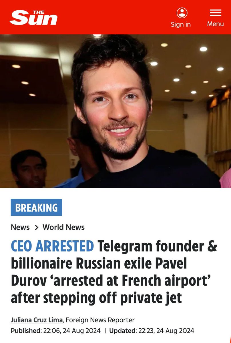 The mastermind behind Telegram.

The US asked for a backdoor.
He refused.

Russia wanted a backdoor.
He refused.

France gave him a passport, then arrested him.
They won’t let him go until he gives in.

RT &amp; Like if you want to  #FREEDUROV