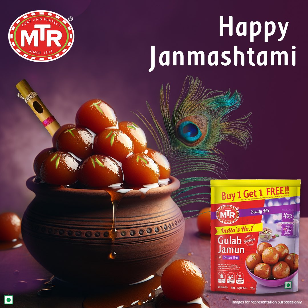 Celebrate Janmashtami with the irresistible sweetness of MTR Gulab Jamun! #HappyJanmashtami #MTRGulabJamun #mtr #sweets #gulabjamun