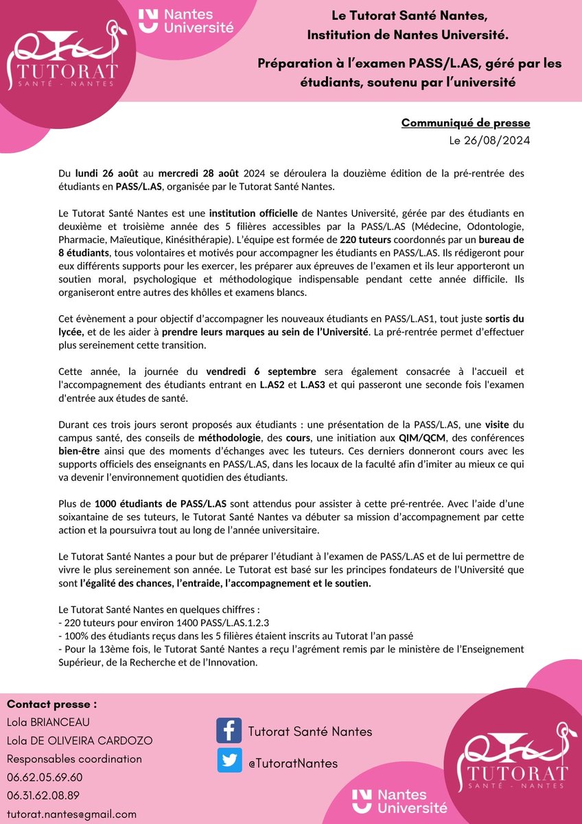 Tutorat Santé Nantes tweet media