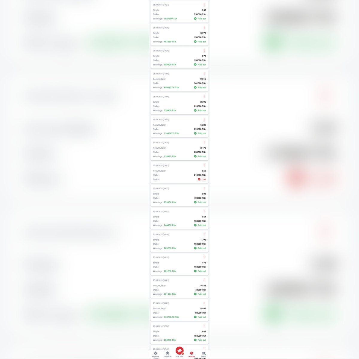 Kazi yangu kuu ni kubet.

Naishi asilimia 100 kwa kutegemea kubet.

Jumapili kwenye magrupu ya SATIVA17 zaidi ya matano yote yamejaa zilitolewa tips Free 17.

Lost ilikuwa slip moja tuu.

Win zaidi ya slip 16. Unaweza kuona hapo.

Watu zaidi ya 5000 jana wametajirika huko.

Haya