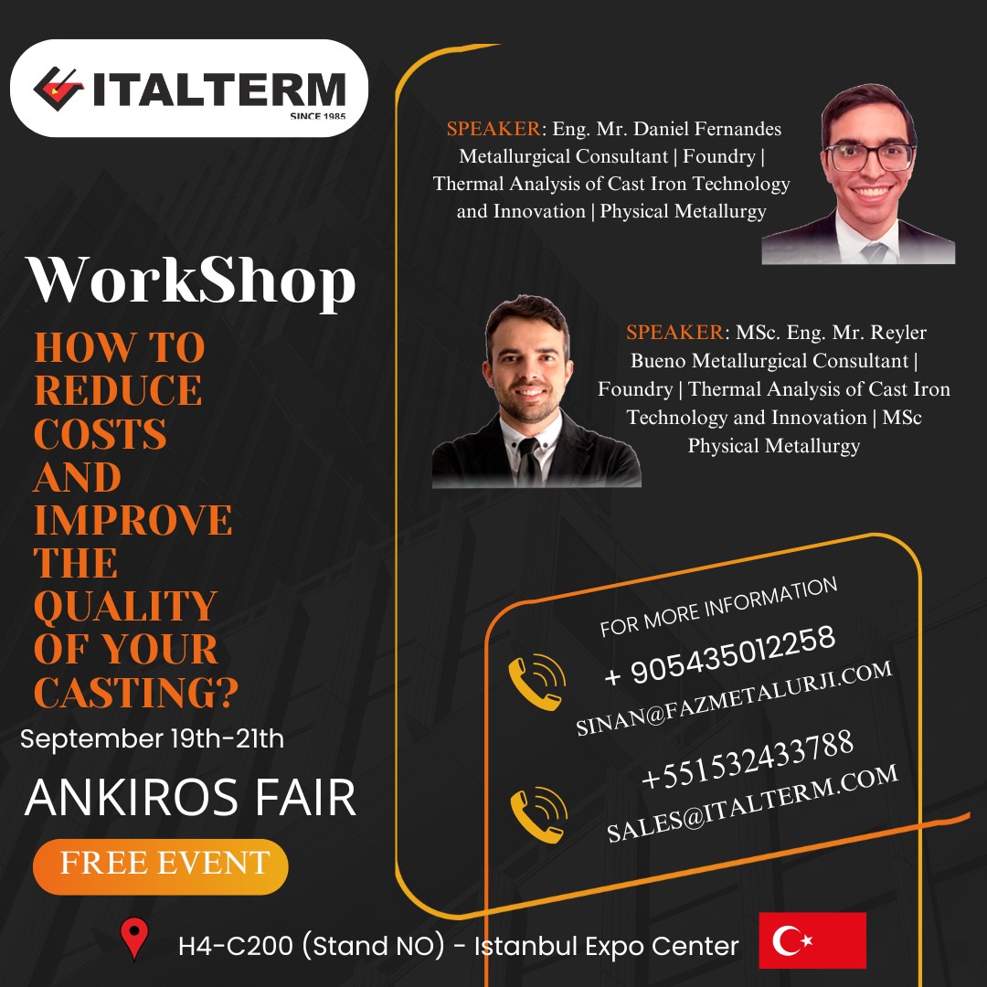 CelerPro's tweet photo. I don't know you, but we will be in this workshop by @Italterm and @Faz-Metallurgy at #ANKIROS (September 19-21, 2024)

#castiron #metallurgy #workshop #knowledge #innovation #quality #thermal #analysis https://t.co/sRYQDiBdaf