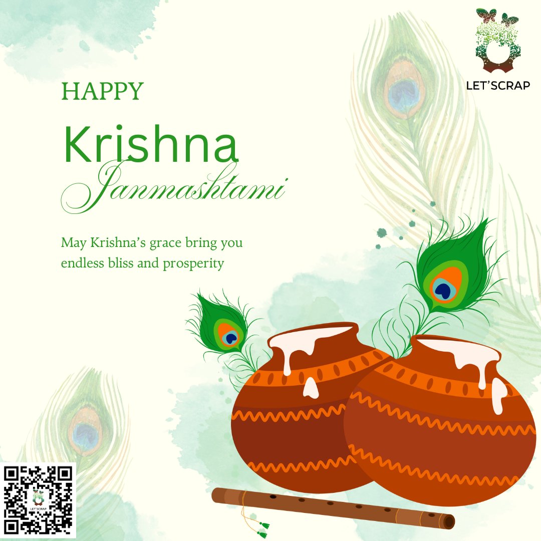 letscrap1's tweet photo. 🌸 Happy Krishna Janmashtami! 🌸

Let’s honor Lord Krishna by protecting our environment. Pledge to reduce waste and recycle more for a greener India. 🌍♻️

Visit https://t.co/2ZwiwA7VRL to learn how Letscrap supports the mission of a greener nation!

#LetscrapForGreenIndia https://t.co/qOy164O35p