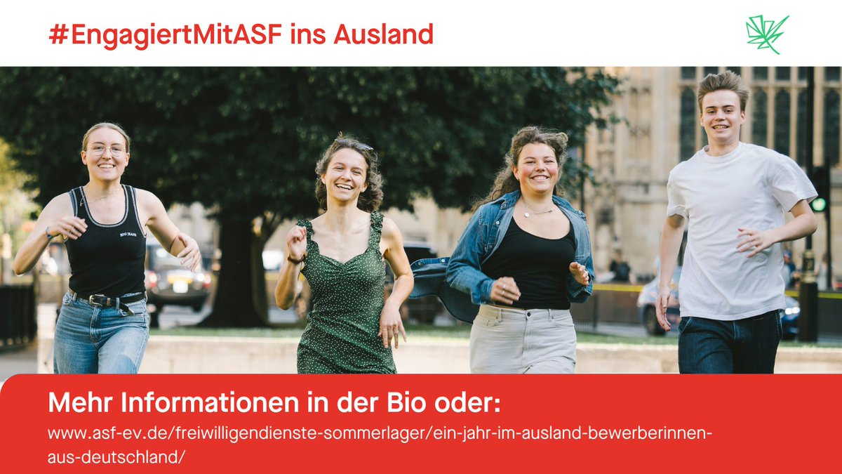 asf_ev's tweet photo. 🖐️Du willst dich für ein Jahr im Ausland engagieren? #MitASF kannst du dich für ein Jahr auf einer Freiwilligenstelle in einem anderen Land sozial oder politisch #engagieren.
❓Kling spannend 👉jetzt bis zum 1. Novewerber bewerben https://t.co/xOlF4kc4XT https://t.co/BFyqv8GNUn
