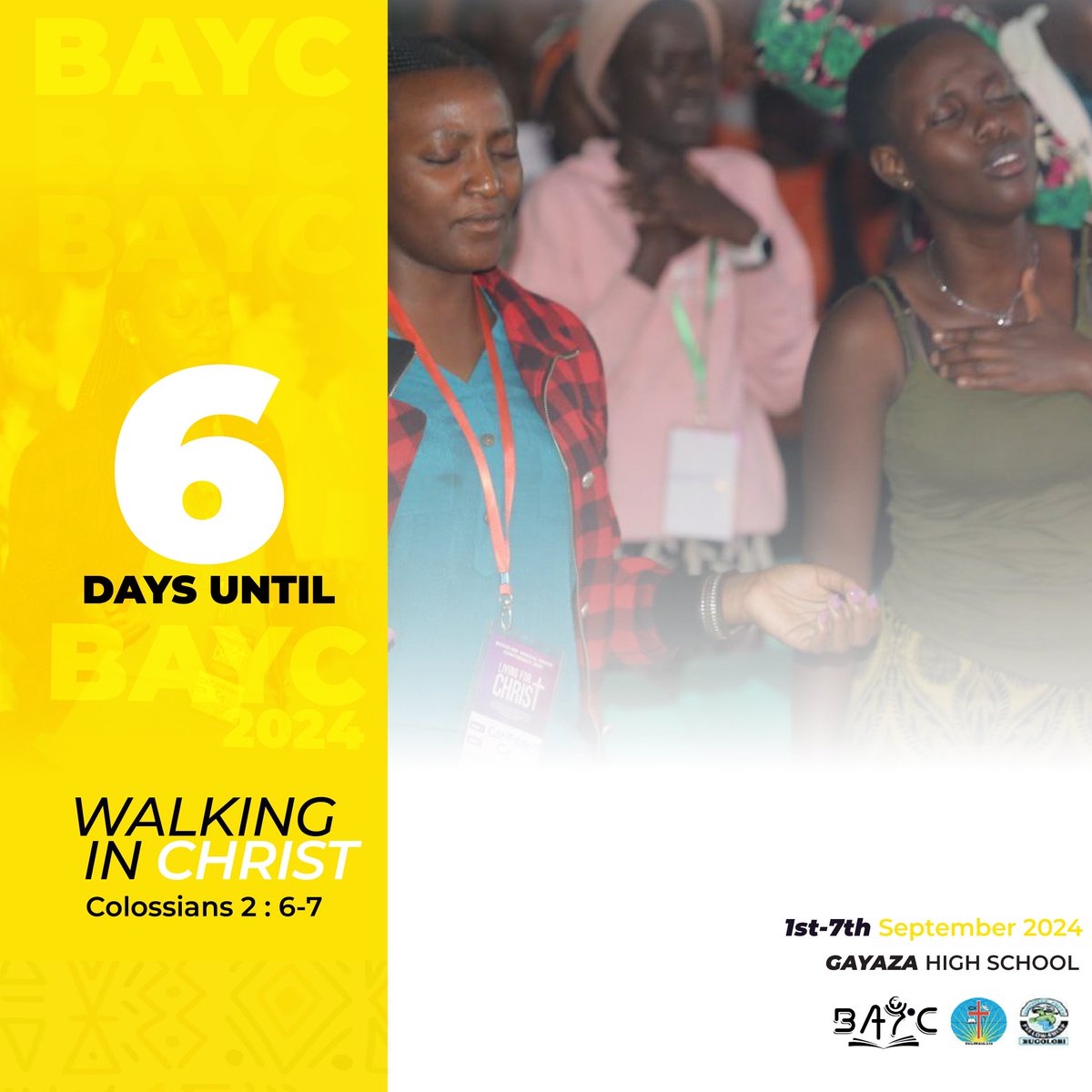 The_DYF's tweet photo. Only 6 Days Until The Bugolobi Annual Youth Conference 2024!🥳

Join us for a week of fun and spiritual growth at Gayaza High School. ✨💡

#BAYC24
🔗https://t.co/GLgT5MgYD4 https://t.co/VYGymcmcRZ
