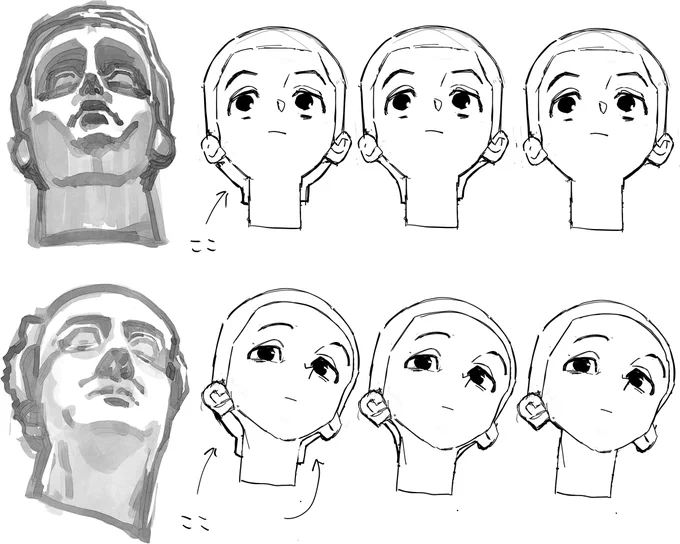 リアル人体だとアゴと首がガッシリしているのでほぼ見えないけど、萌え絵人体だと頭蓋が大きく首が細いので見えてしまう部分を描くかどうかどう描くかの萌え絵未解決問題